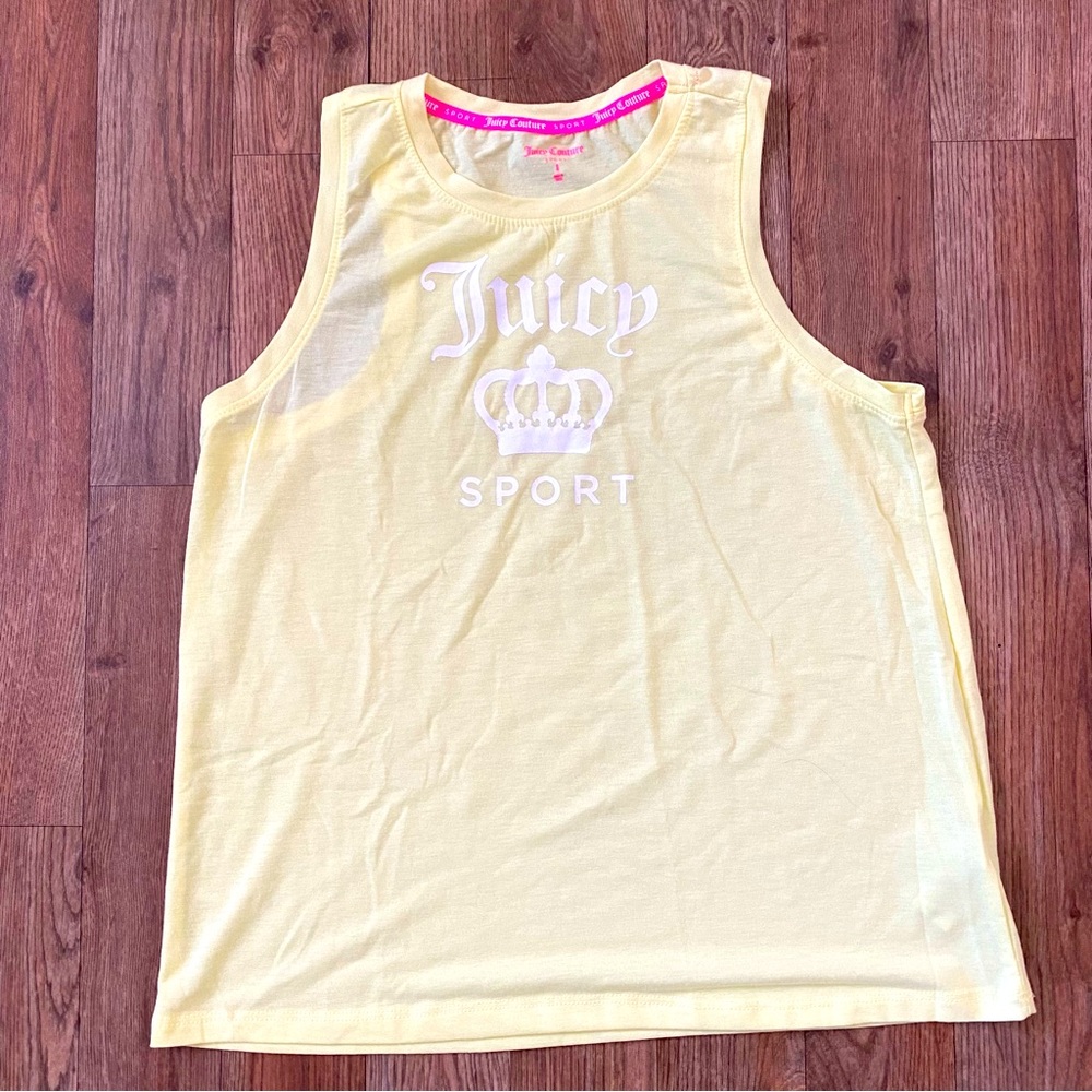 Juicy Couture Sport Sleeveless Loose Tank Top Shirt Yellow White Small NWOT